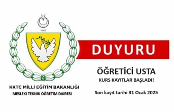 Öğretici Usta kursları için son kayıt 31 Ocak