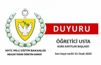 Öğretici Usta kursları için son kayıt 31 Ocak